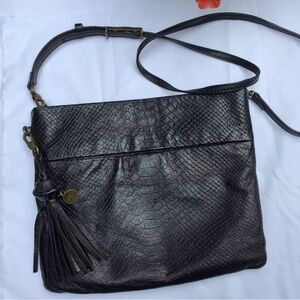 The Sak Tomboy Crossbody Bag Black Leather Exotic print